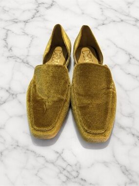 Women’s Velvet D’Orsay Loafers in Mustard Gold